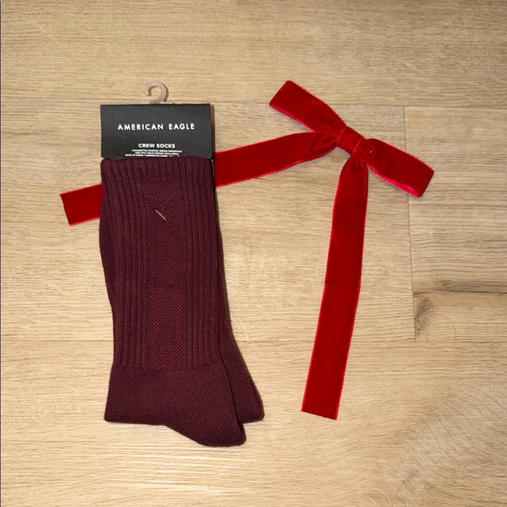 American Eagle Outfitters Burgundy Crew Socks